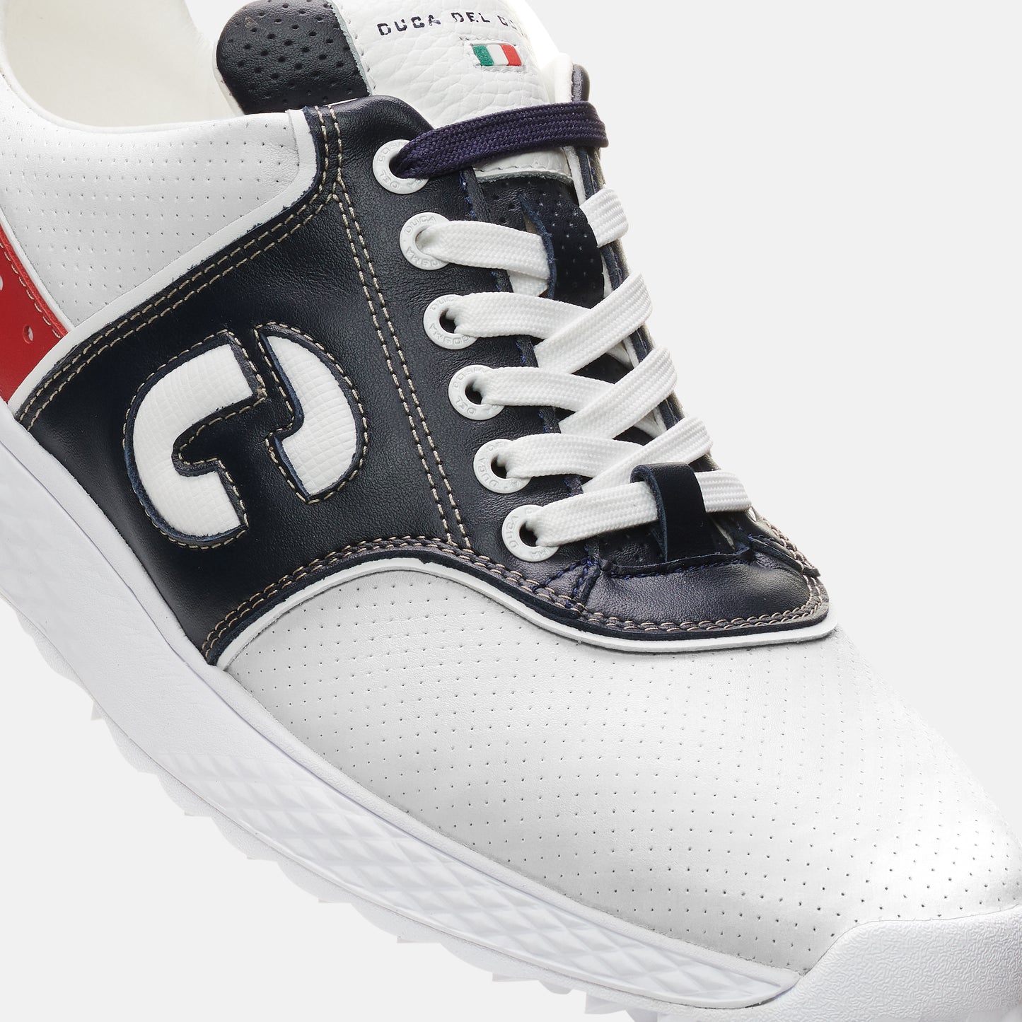 Positano white navy mens waterproof golf shoes best golf shoe for the golf course