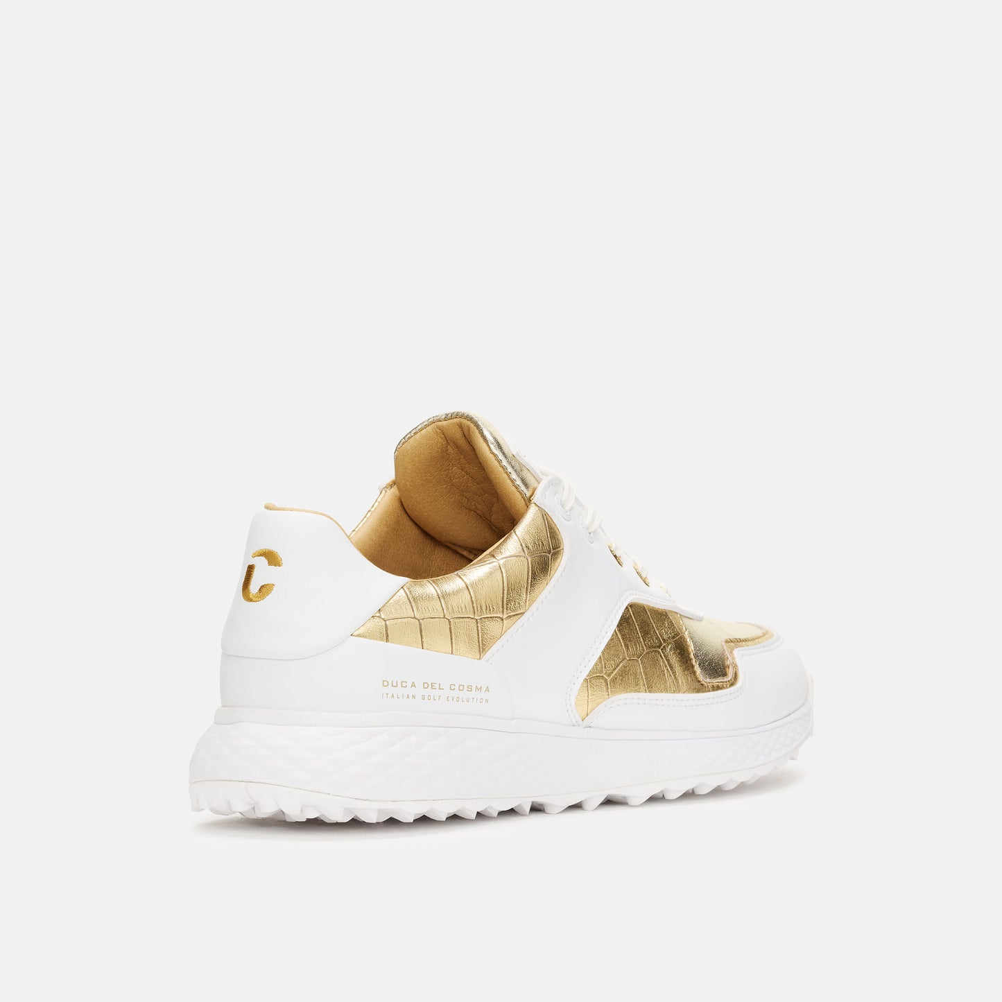 White Golf Shoes, Ultra-Lightweight, Gold Golf Shoes, Spikeless Golf Shoes, Waterproof Golf Shoes, Lightweight Golf Shoes, Duca del Cosma Women's Golf Shoes, Sneaker golf shoes.