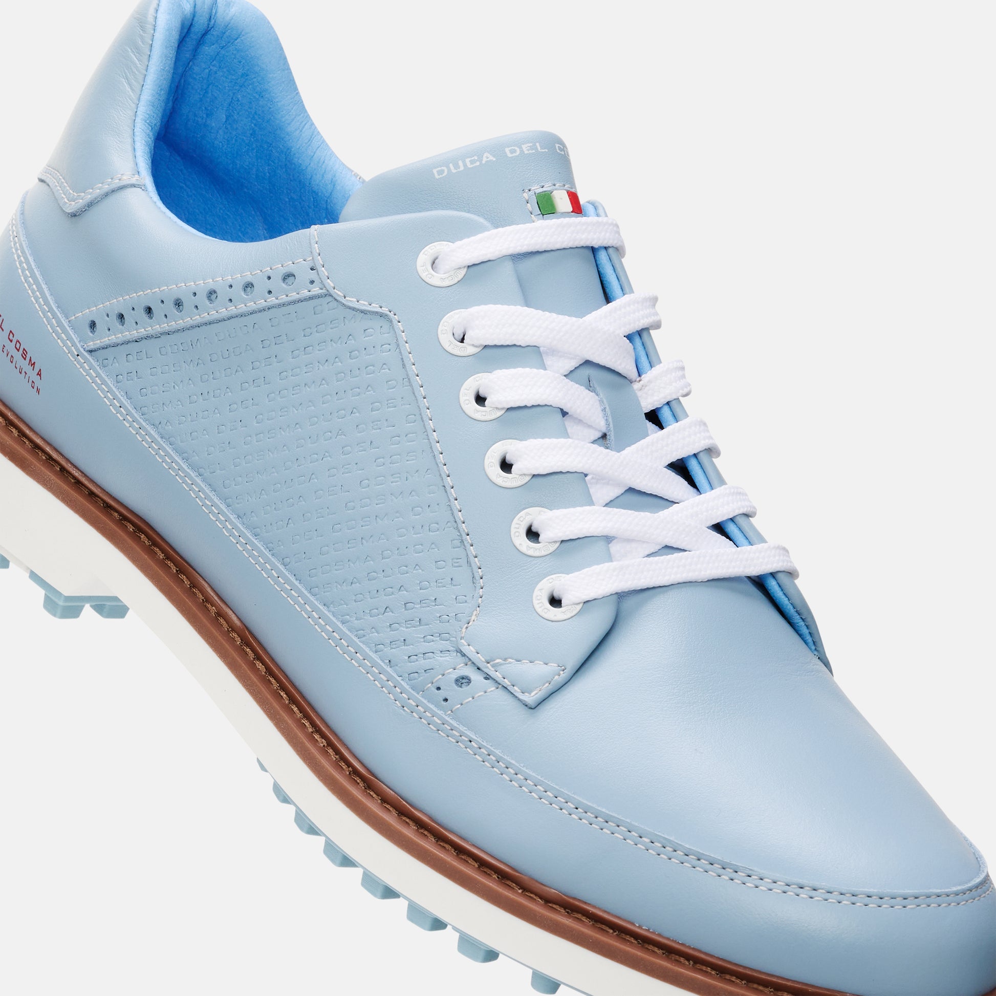 Lightweight Golf Shoes, Light Blue Golf Shoes, Blue Golf Shoes, Waterproof Golf Shoes, Spikeless Golf Shoes, Duca del Cosma Men's Golf Shoes, Classic golf shoes.