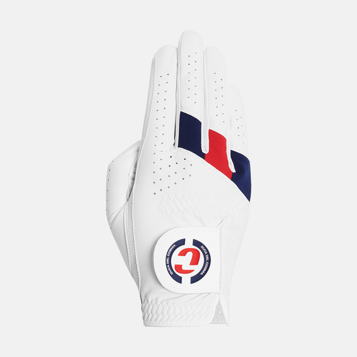 Brompton Men's Glove Right in colors White/Navy made from 100% cabretta leather and microfiber