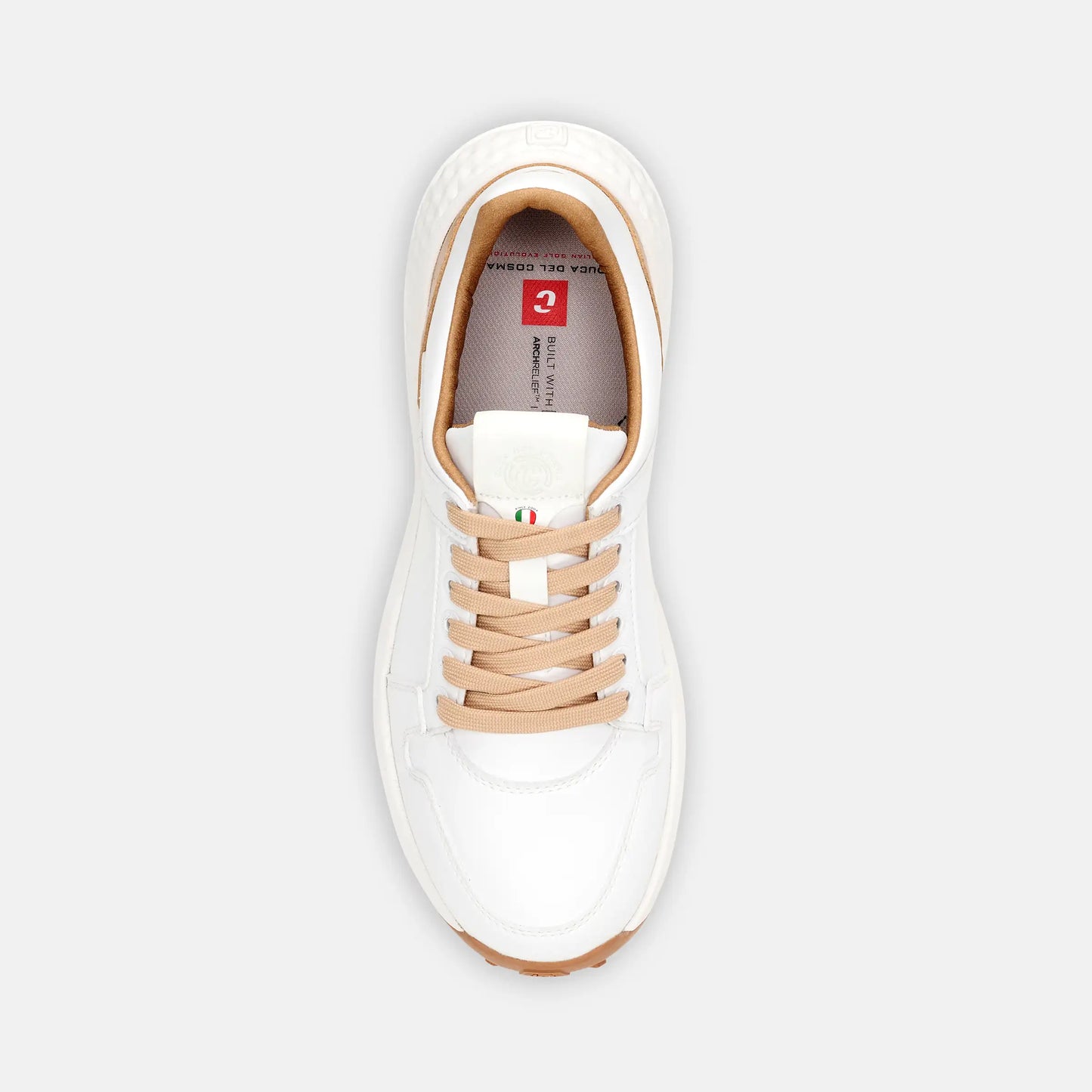 the ideal sporty women's golf sneakers. Waterproof, comfortable, and providing exceptional grip , Duca del Cosma