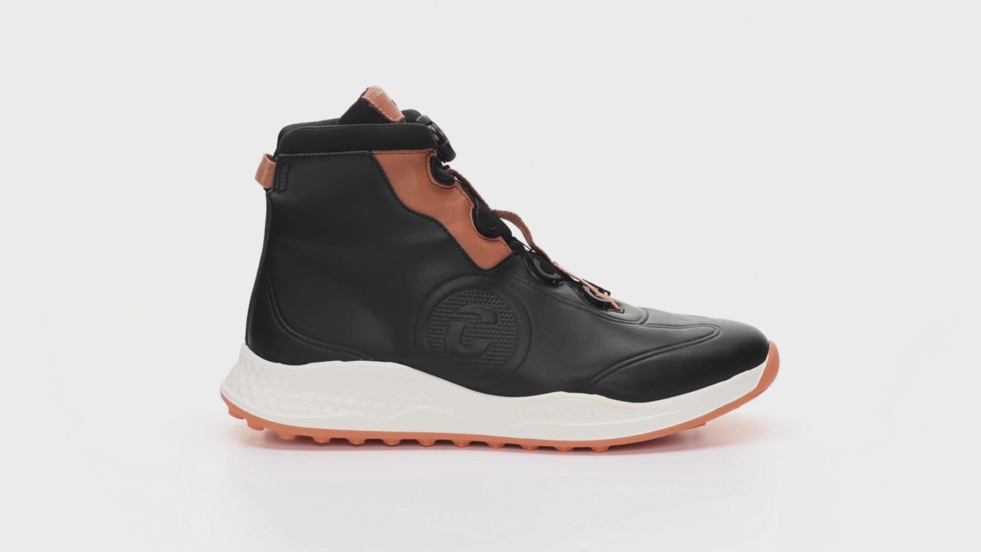 Bologna waterproof black men's golf shoe with maximum grip and fast lacing system