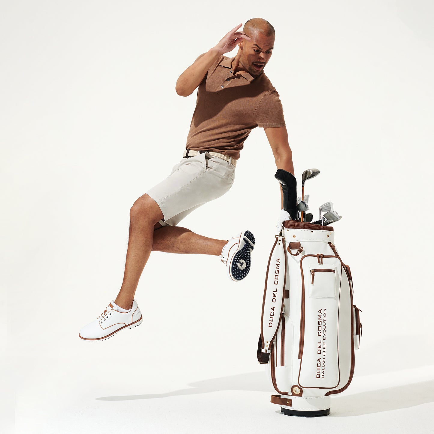 Elpaso white golf shoes for men's from duca del cosma