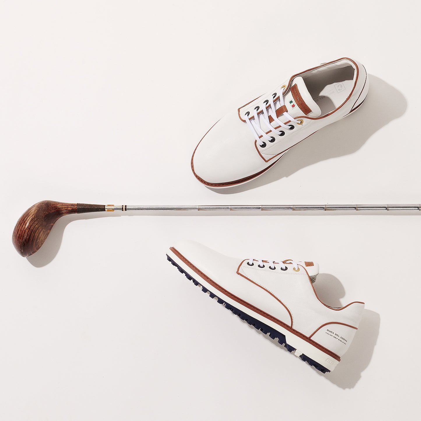 Elpaso white golf shoes for men's from duca del cosma