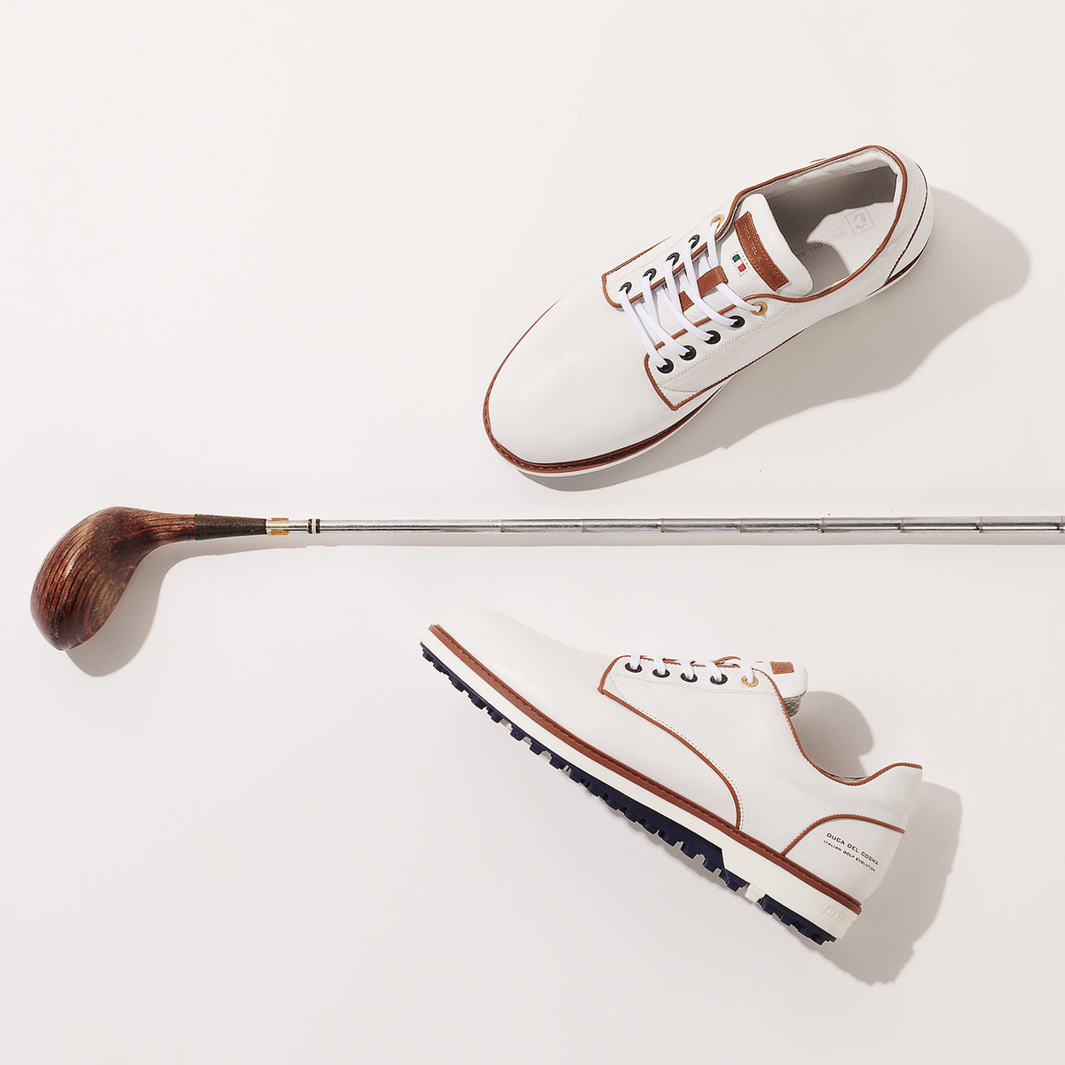 Elpaso white golf shoes for men's from duca del cosma