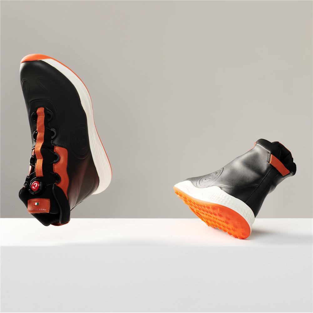 Bologna waterproof black men's golf shoe with maximum grip and fast lacing system