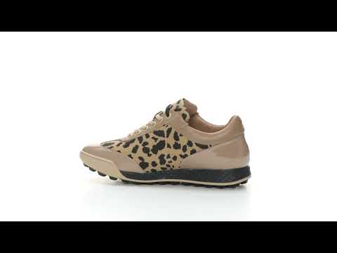 King Cheetah taupe Women's Golf shoe fully waterproof with animal print from duca del cosma