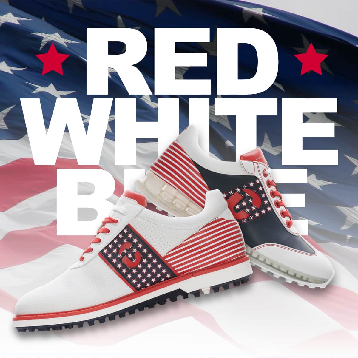 Step Up Your Game: The Allure of Red, White, and Blue Golf Shoes