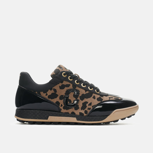 King Cheetah Black Women's Golf shoe fully waterproof with animal print