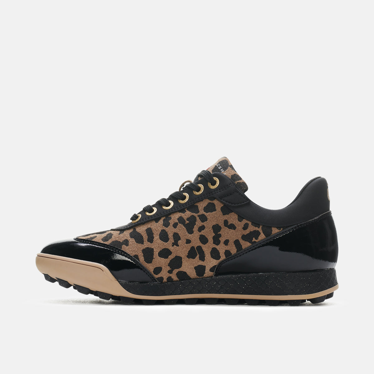 King Cheetah Black Women's Golf shoe fully waterproof with animal print from duca del cosma