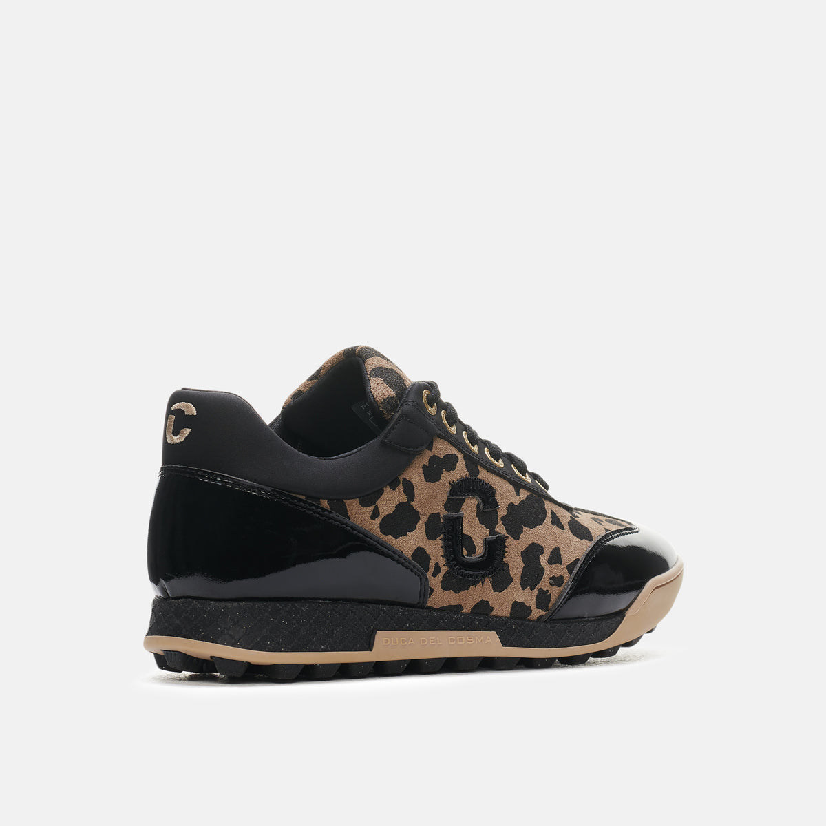 King Cheetah Black Women's Golf shoe fully waterproof with animal print from duca del cosma