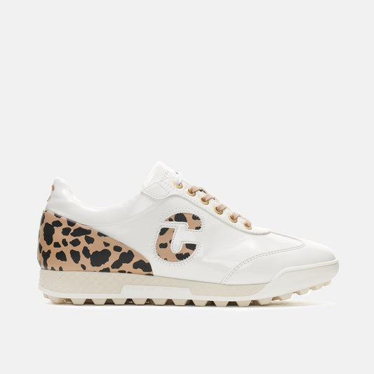 Duca del Cosma's King Cheetah White Women's Golf shoe fully waterproof with animal print from duca del cosma