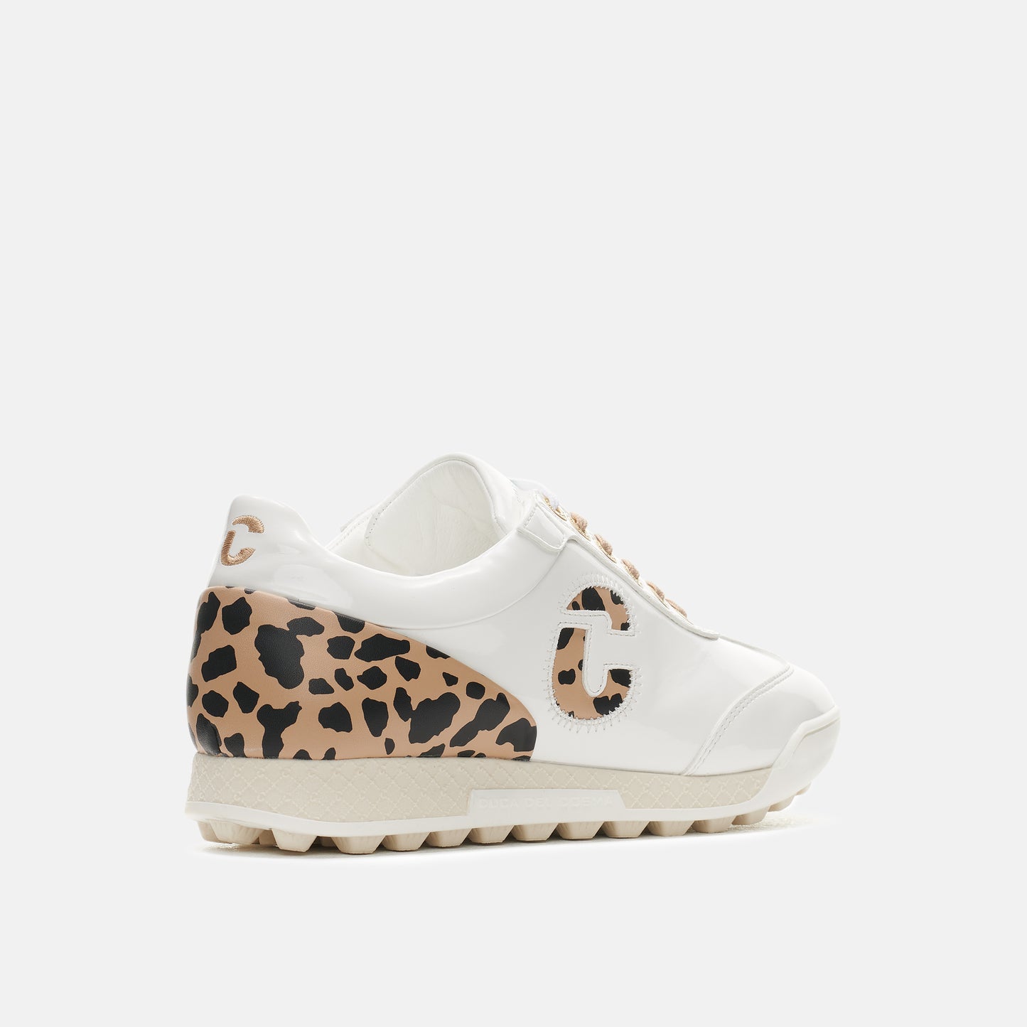 Duca del Cosma's King Cheetah White Women's Golf shoe fully waterproof with animal print from duca del cosma