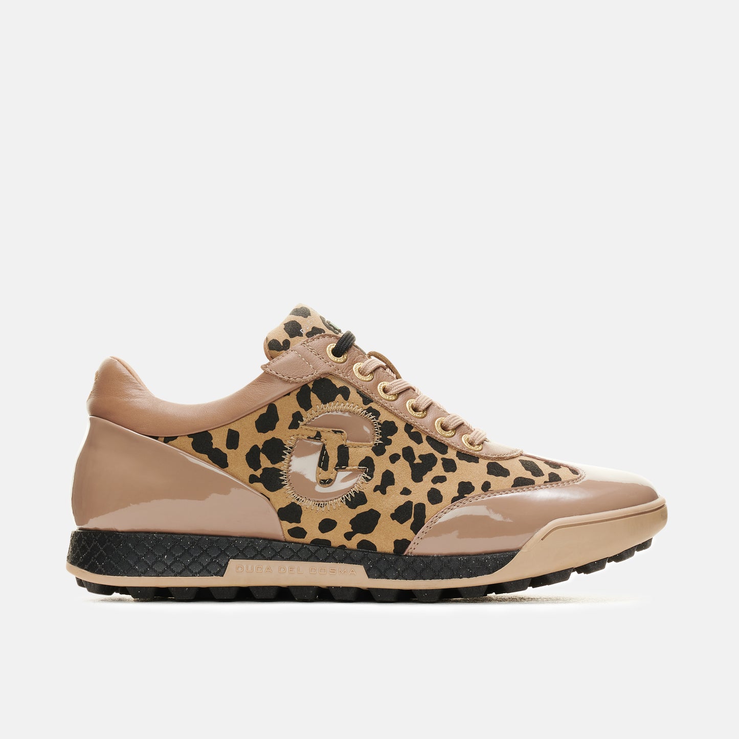King Cheetah taupe Women's Golf shoe fully waterproof with animal print from duca del cosma