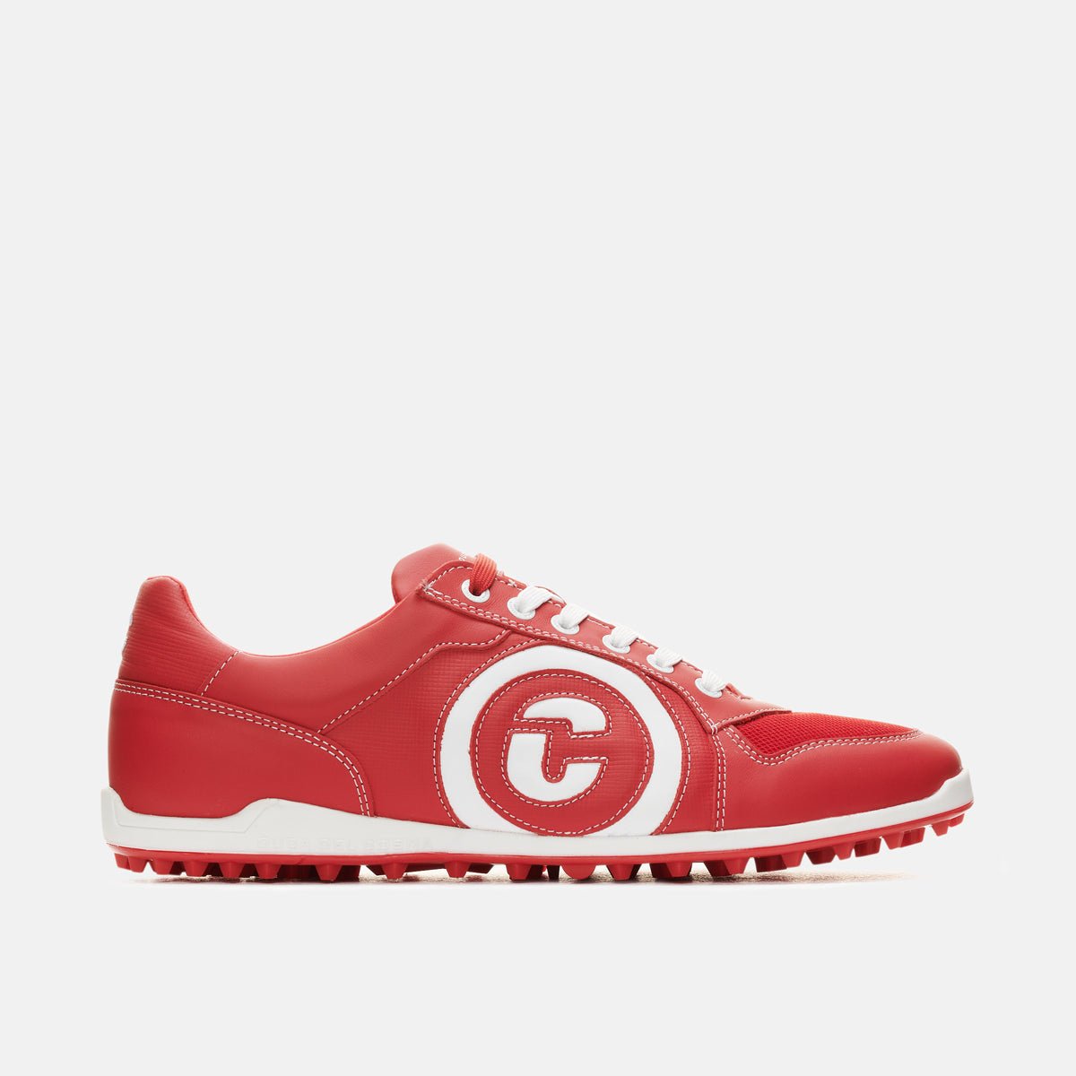 Duca del Cosma's Kuba 2.0 red golf shoe for men's handcrafted from leather and 100% waterproof