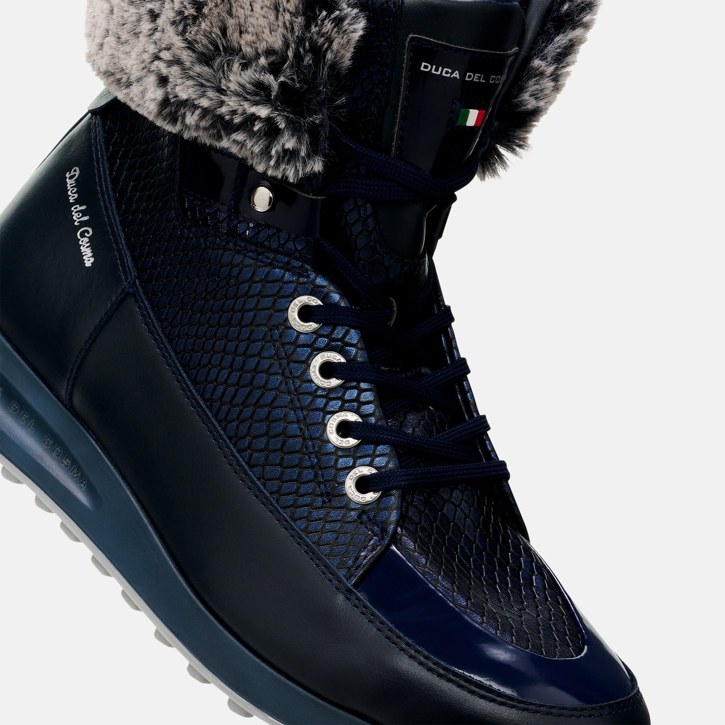 Francesca Blue women's winter golf shoe are waterproof and warm golf boots with maximum grip