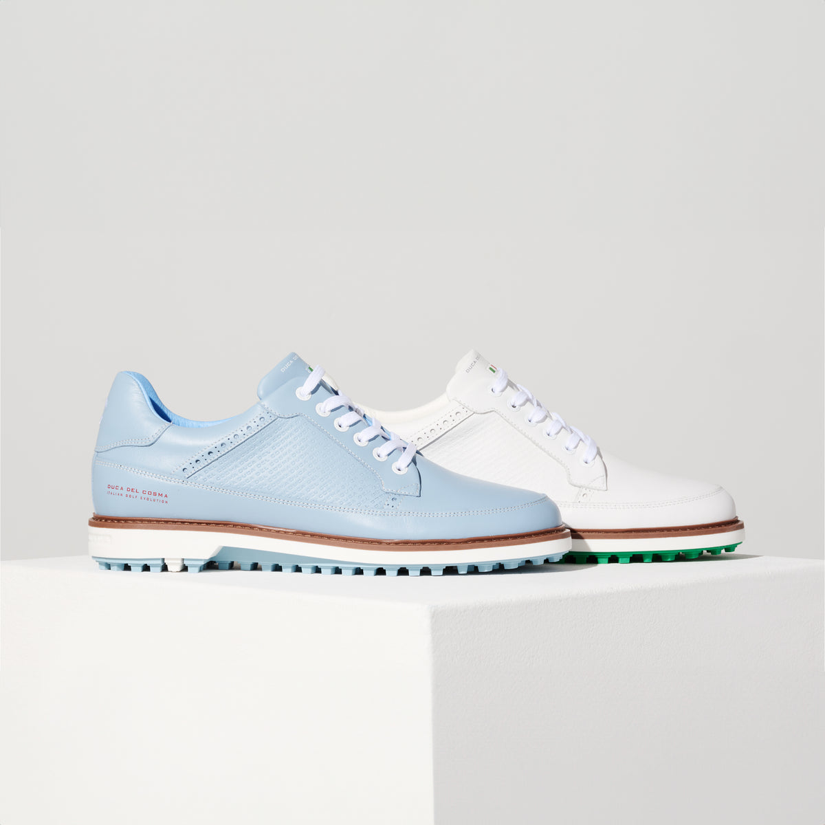 Lightweight Golf Shoes, White Golf Shoes, Waterproof Golf Shoes, Spikeless Golf Shoes, Duca del Cosma Men's Golf Shoes, Classic golf shoes.