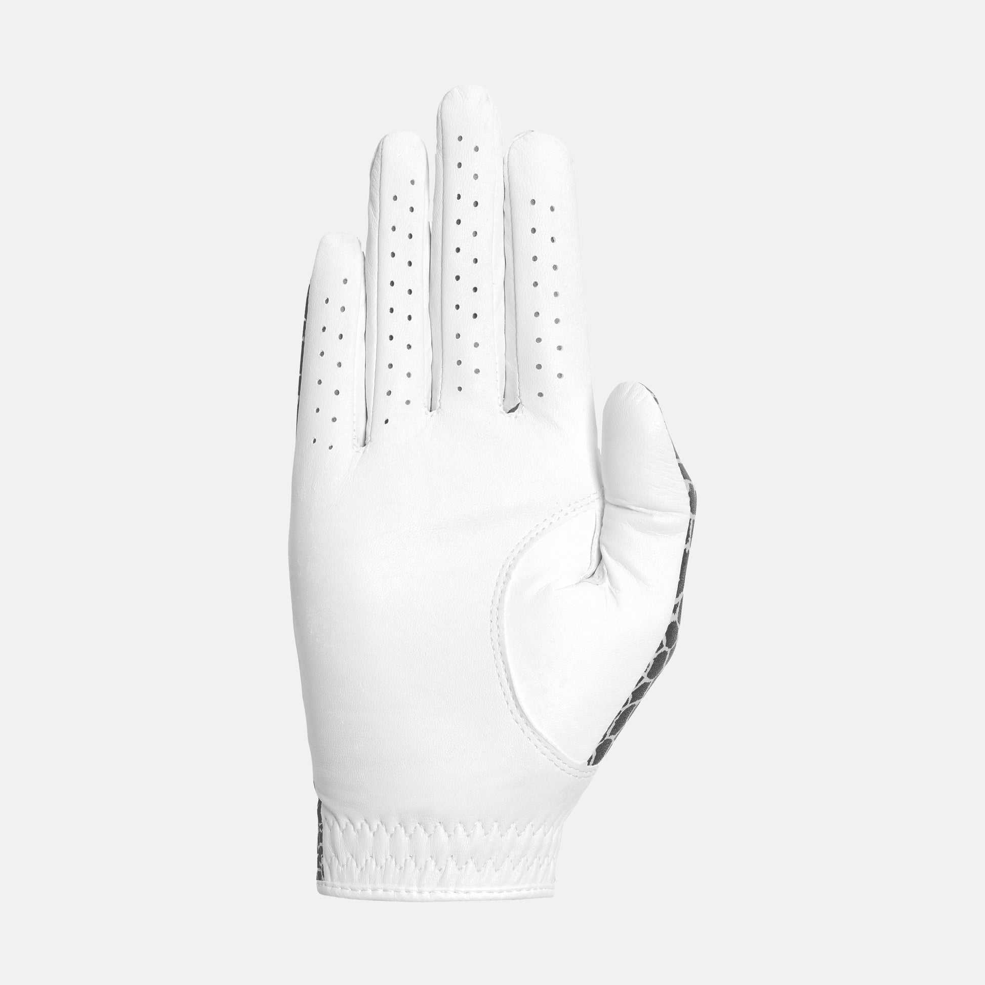 Designer Pro White/giraffe Women's right handed golf glove with Premium selected Cabretta leather and microfibre