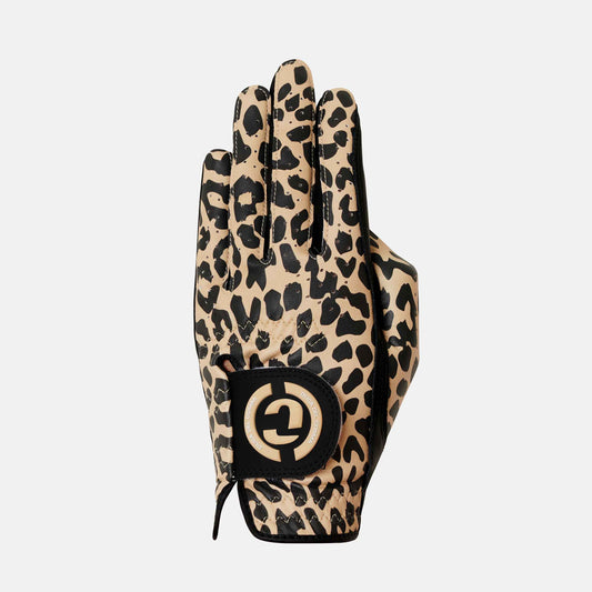 Designer Pro Women's Golf glove for lefthand in colors Black/Cheetah made from cabretta leather