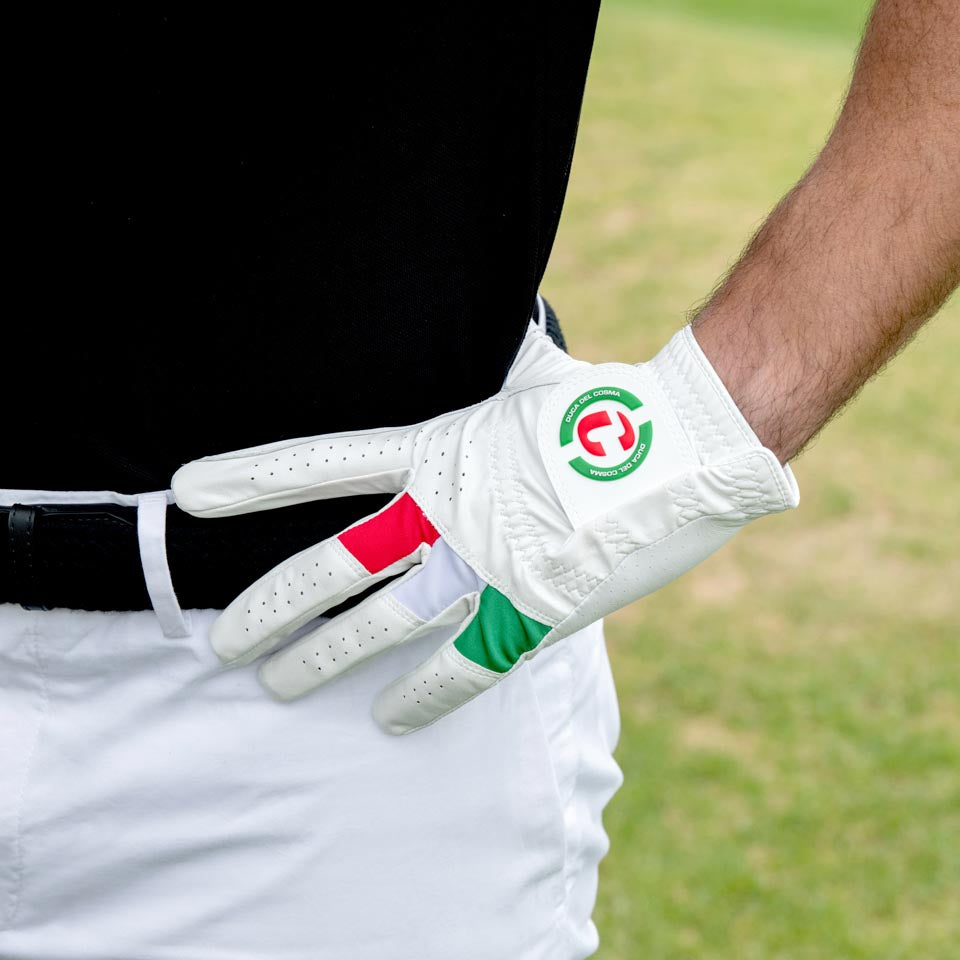 Left hand golf glove from duca del cosma for the right-handed player made from 100% Premium Cabretta leather