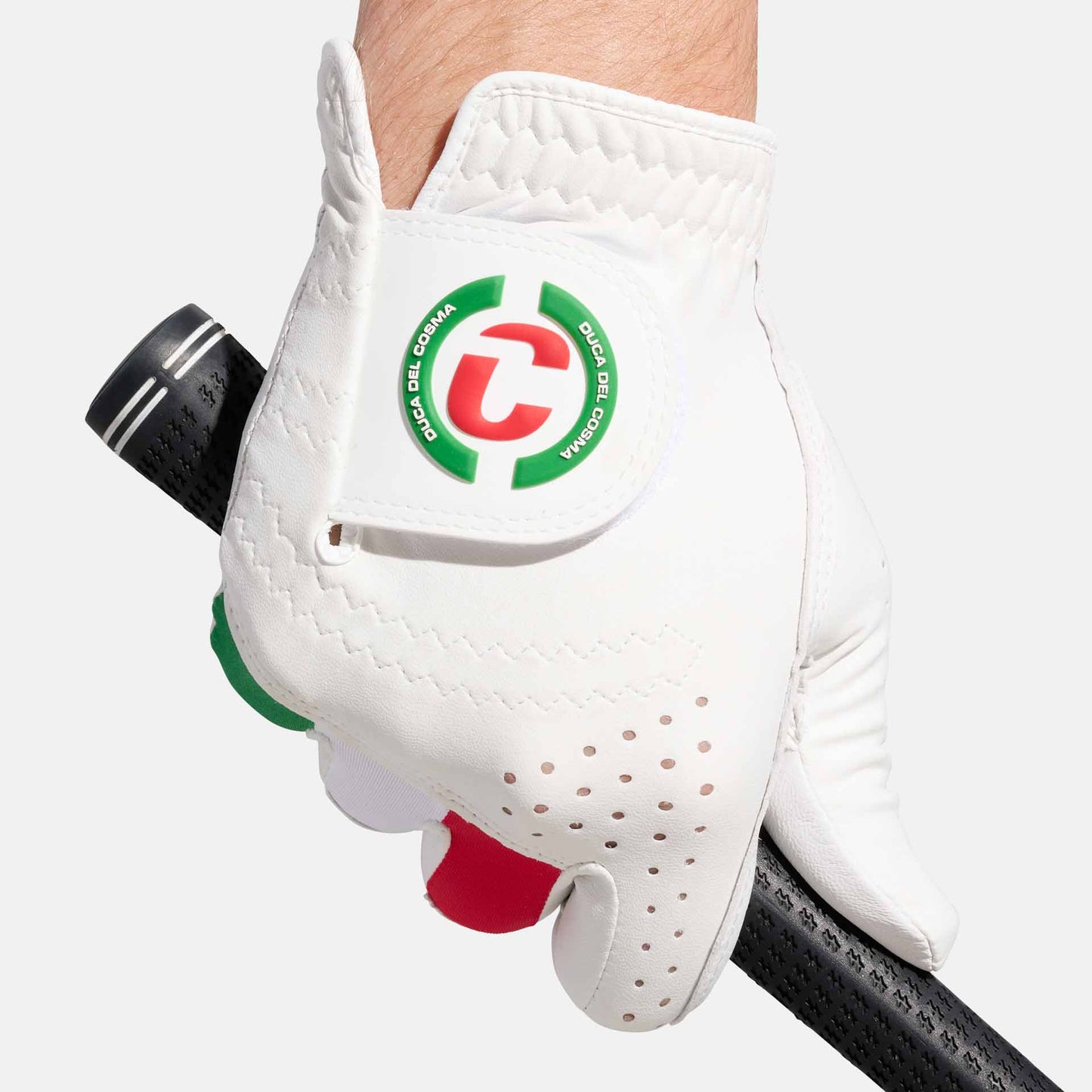 Left hand golf glove from duca del cosma for the right-handed player made from 100% Premium Cabretta leather