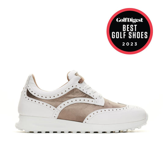 Serena white taupe Women's Golf Shoes Duca del Cosma Waterproof best golf shoe for the golf course  