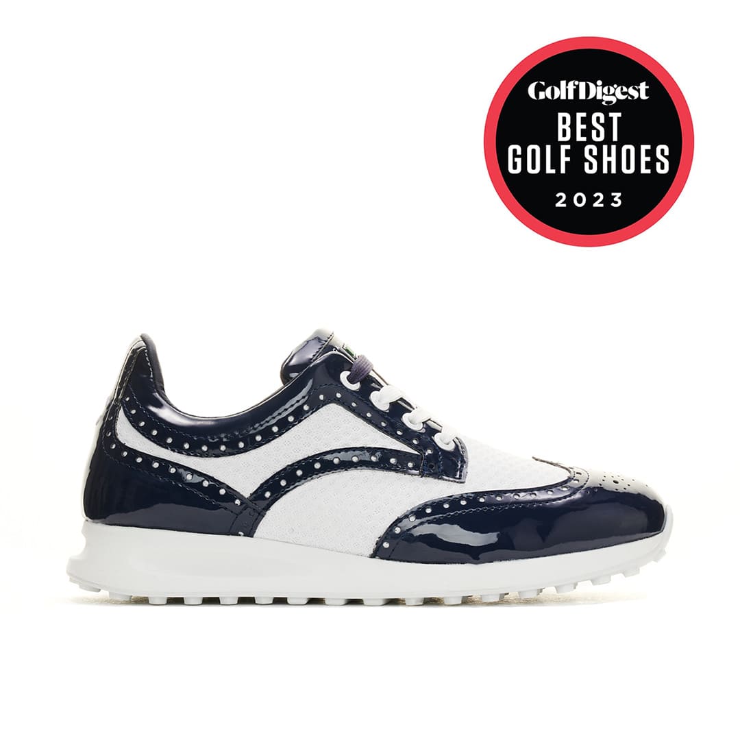 Serena white navy Women's Golf Shoes Duca del Cosma Waterproof best golf shoe for the golf course  