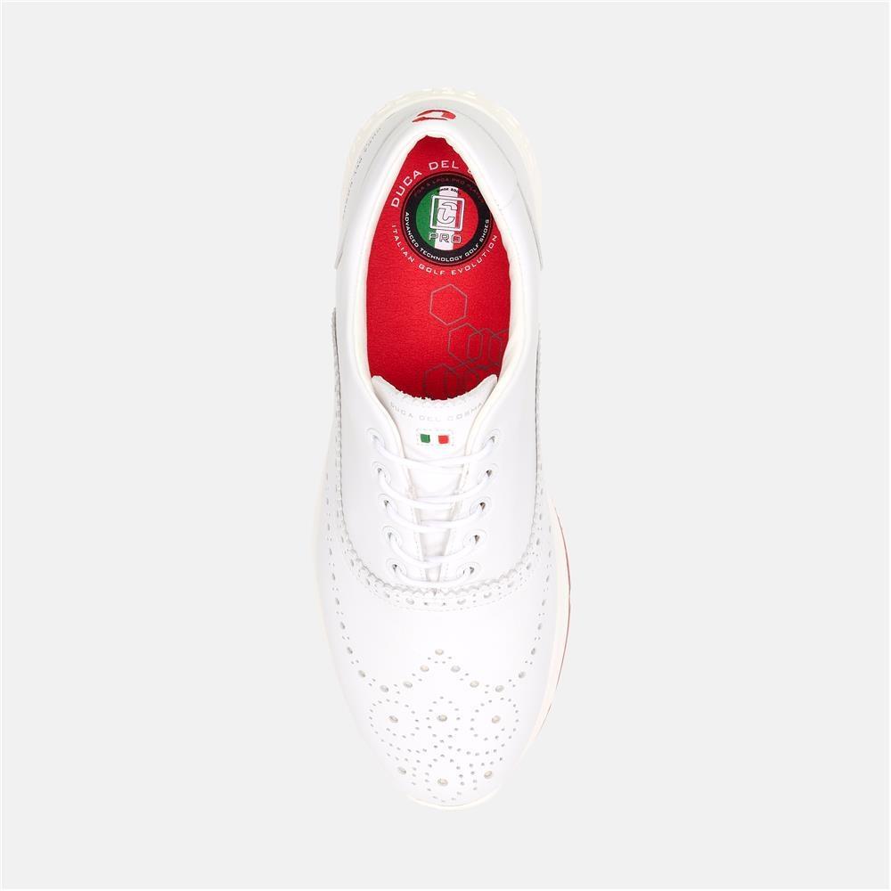 Bernardo Pro Spike white men's golf shoe fully waterproof with spikes from Duca del Cosma